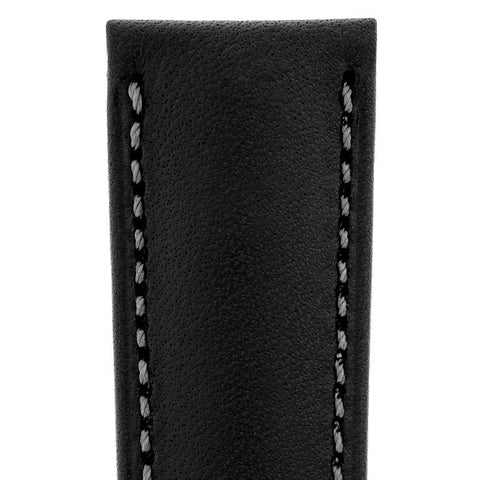 The Watch Boutique Hirsch KENT Textured Natural Leather Watch Strap in BLACK