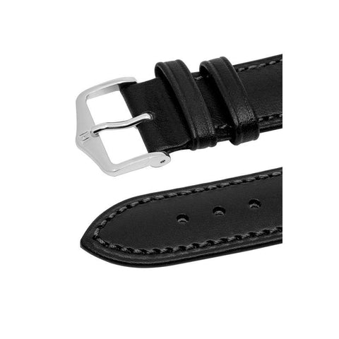 The Watch Boutique Hirsch KENT Textured Natural Leather Watch Strap in BLACK