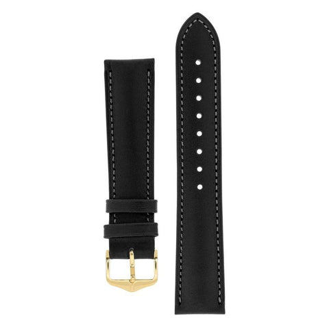 The Watch Boutique Hirsch KENT Textured Natural Leather Watch Strap in BLACK
