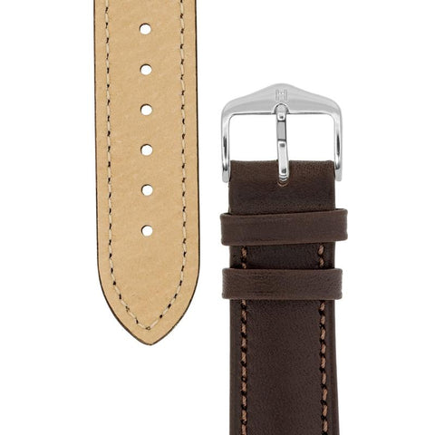 The Watch Boutique Hirsch KENT Textured Natural Leather Watch Strap in BROWN