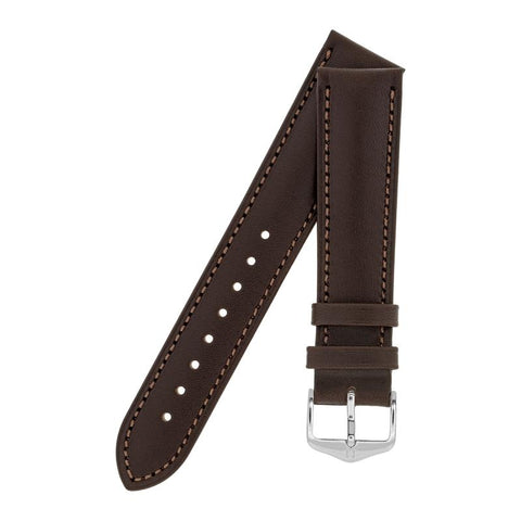 The Watch Boutique Hirsch KENT Textured Natural Leather Watch Strap in BROWN
