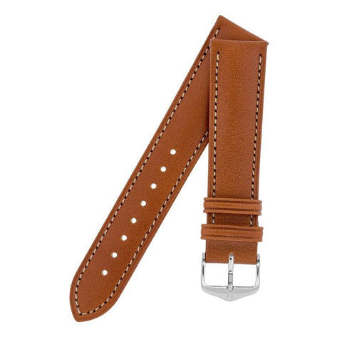 The Watch Boutique Hirsch KENT Textured Natural Leather Watch Strap in GOLD BROWN