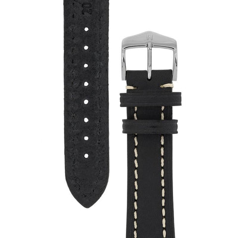 The Watch Boutique Hirsch LIBERTY Leather Watch Strap in BLACK