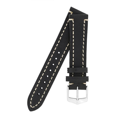 The Watch Boutique Hirsch LIBERTY Leather Watch Strap in BLACK