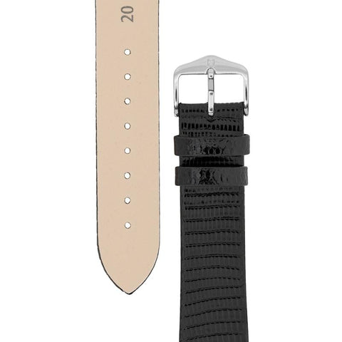 The Watch Boutique Hirsch LIZARD Leather Watch Strap in BLACK