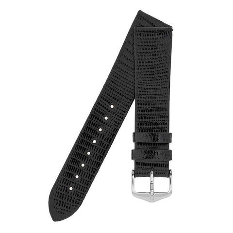 The Watch Boutique Hirsch LIZARD Leather Watch Strap in BLACK