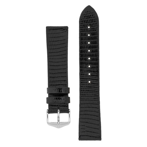 The Watch Boutique Hirsch LIZARD Leather Watch Strap in BLACK