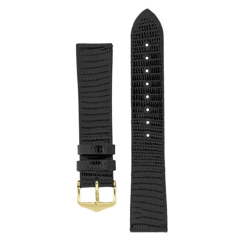The Watch Boutique Hirsch LIZARD Leather Watch Strap in BLACK