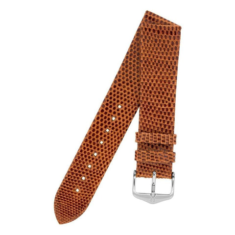 The Watch Boutique Hirsch LIZARD Leather Watch Strap in GOLD BROWN