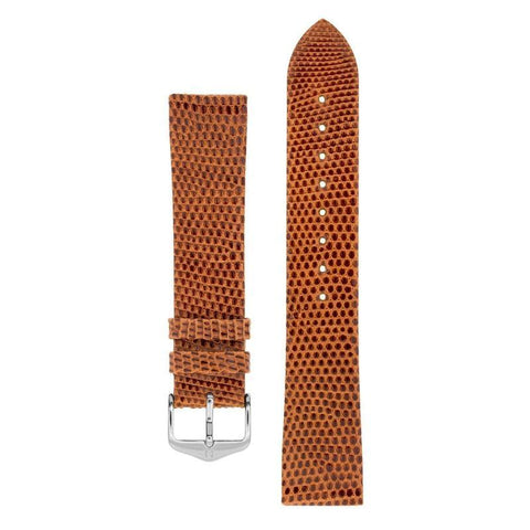 The Watch Boutique Hirsch LIZARD Leather Watch Strap in GOLD BROWN