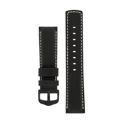 The Watch Boutique Hirsch MARINER Water-Resistant Leather Watch Strap in BLACK