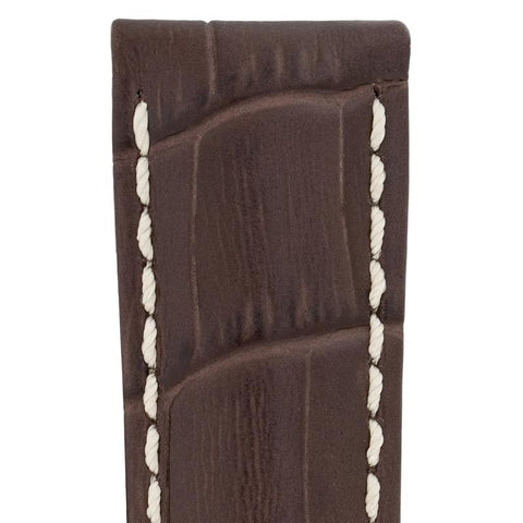 The Watch Boutique Hirsch MODENA Alligator Embossed Leather Watch Strap in BROWN
