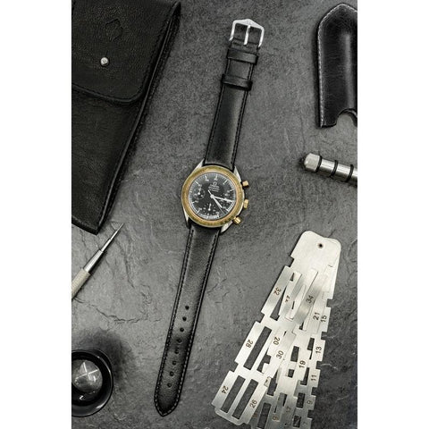 The Watch Boutique Hirsch OSIRIS Calf Leather Watch Strap in BLACK