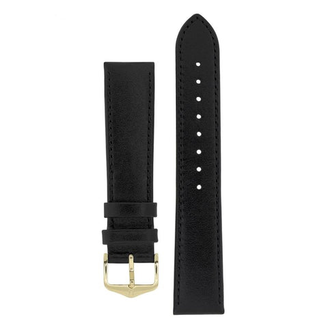 The Watch Boutique Hirsch OSIRIS Calf Leather Watch Strap in BLACK