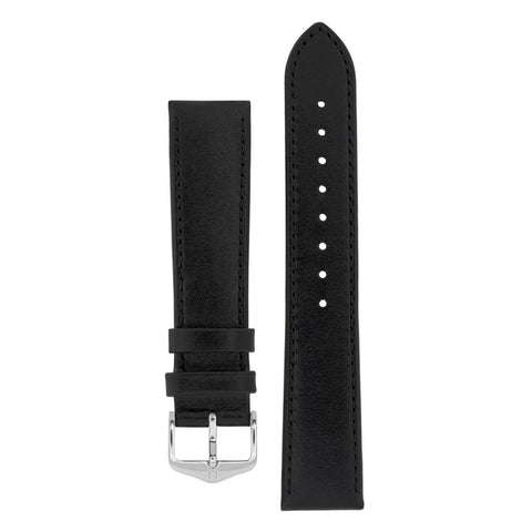The Watch Boutique Hirsch OSIRIS Calf Leather Watch Strap in BLACK 12mm Gold