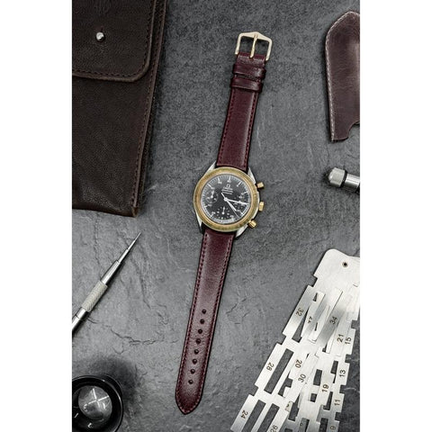 The Watch Boutique Hirsch OSIRIS Calf Leather Watch Strap in BURGUNDY