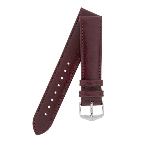 The Watch Boutique Hirsch OSIRIS Calf Leather Watch Strap in BURGUNDY