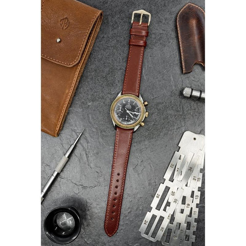 The Watch Boutique Hirsch OSIRIS Calf Leather Watch Strap in MID BROWN