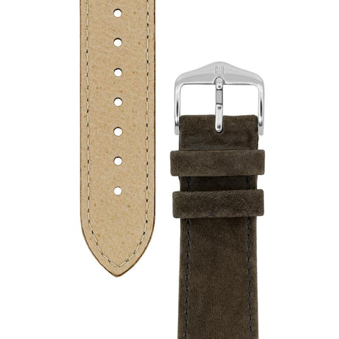 The Watch Boutique Hirsch OSIRIS Calf Leather with Nubuck Effect Watch Strap in BROWN
