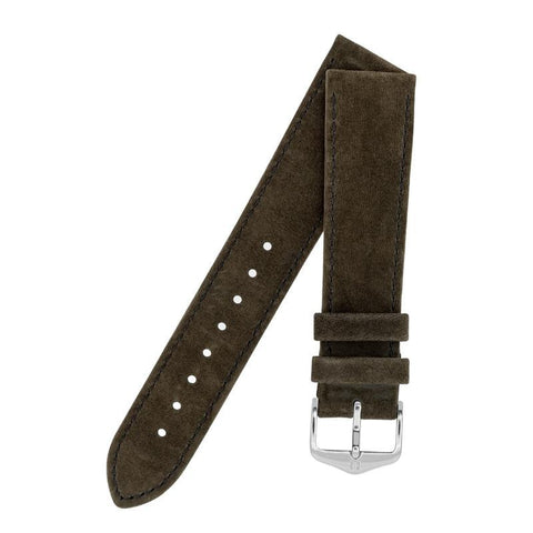 The Watch Boutique Hirsch OSIRIS Calf Leather with Nubuck Effect Watch Strap in BROWN