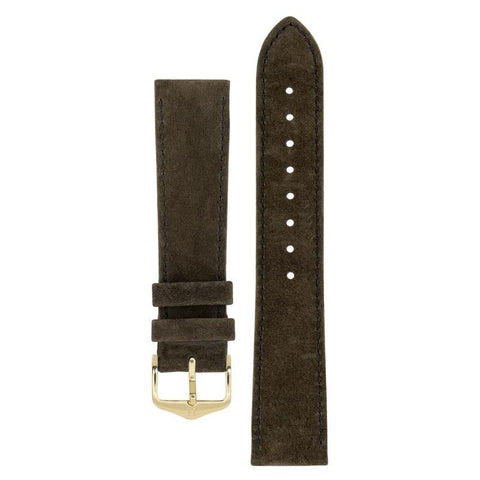 The Watch Boutique Hirsch OSIRIS Calf Leather with Nubuck Effect Watch Strap in BROWN