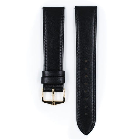 The Watch Boutique Hirsch OSIRIS Calf Watch Strap in BLACK SHINY