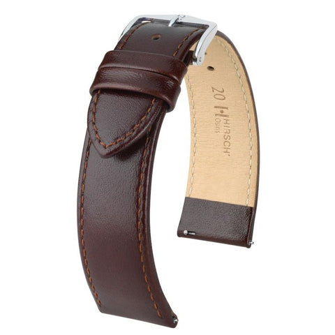 The Watch Boutique Hirsch OSIRIS Calf Watch Strap in BROWN SHINY