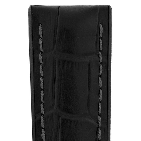 The Watch Boutique Hirsch PAUL Alligator Embossed Performance Watch Strap in BLACK