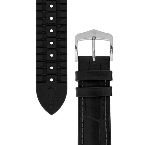 The Watch Boutique Hirsch PAUL Alligator Embossed Performance Watch Strap in BLACK