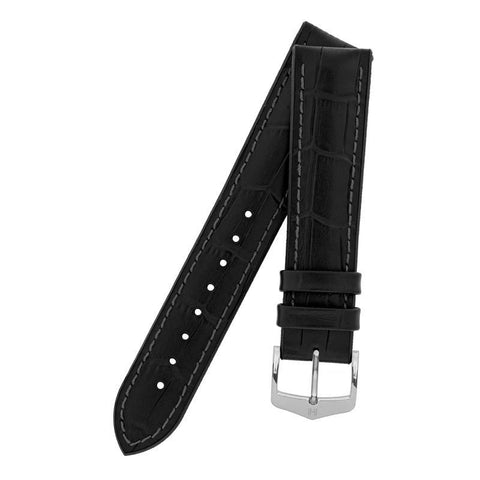 The Watch Boutique Hirsch PAUL Alligator Embossed Performance Watch Strap in BLACK