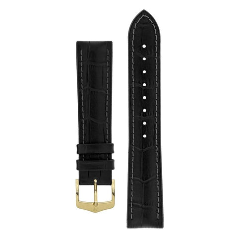 The Watch Boutique Hirsch PAUL Alligator Embossed Performance Watch Strap in BLACK