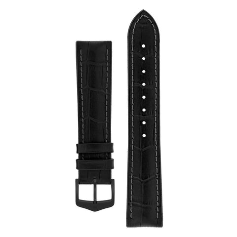 The Watch Boutique Hirsch PAUL Alligator Embossed Performance Watch Strap in BLACK