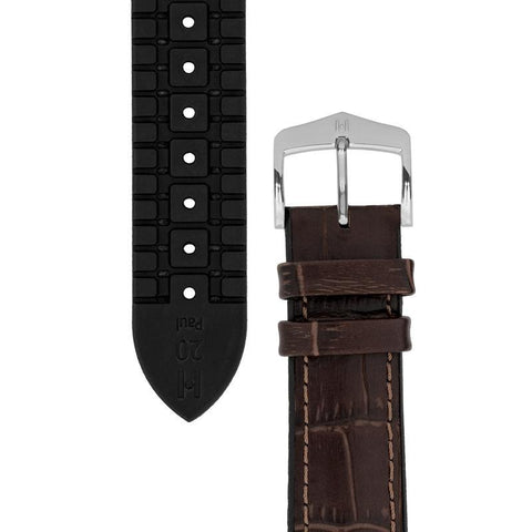 The Watch Boutique Hirsch PAUL Alligator Embossed Performance Watch Strap in BROWN