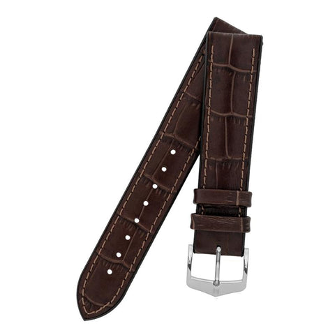 The Watch Boutique Hirsch PAUL Alligator Embossed Performance Watch Strap in BROWN