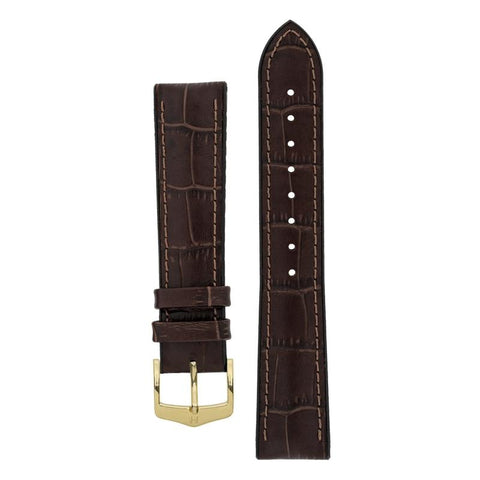 The Watch Boutique Hirsch PAUL Alligator Embossed Performance Watch Strap in BROWN