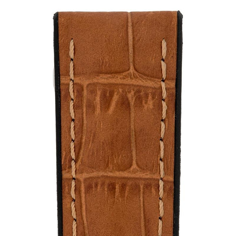 The Watch Boutique Hirsch PAUL Alligator Embossed Performance Watch Strap in HONEY