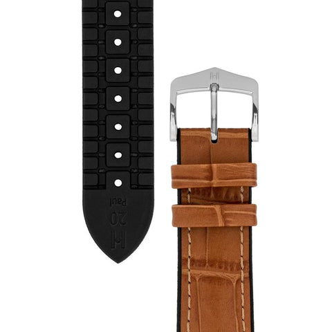The Watch Boutique Hirsch PAUL Alligator Embossed Performance Watch Strap in HONEY