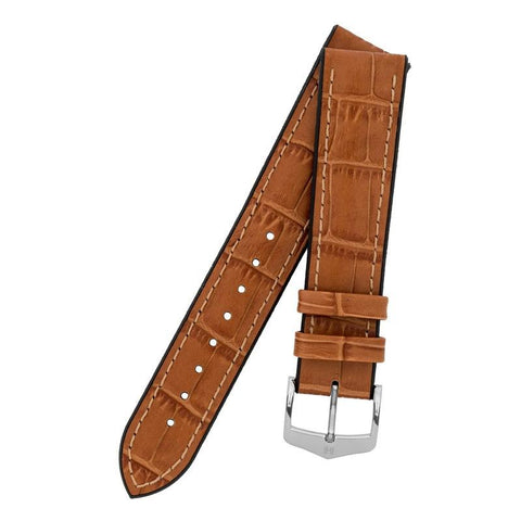 The Watch Boutique Hirsch PAUL Alligator Embossed Performance Watch Strap in HONEY