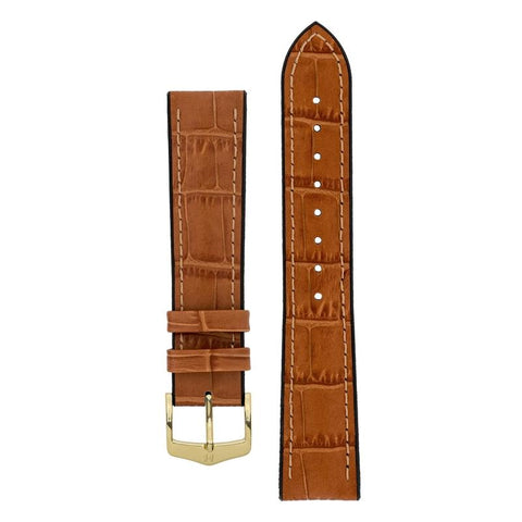 The Watch Boutique Hirsch PAUL Alligator Embossed Performance Watch Strap in HONEY
