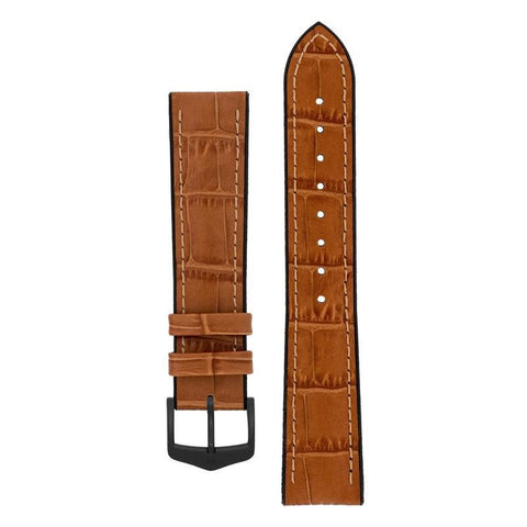 The Watch Boutique Hirsch PAUL Alligator Embossed Performance Watch Strap in HONEY