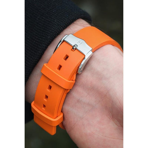 The Watch Boutique Hirsch PURE Natural Rubber Watch Strap in ORANGE