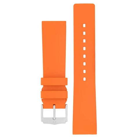 The Watch Boutique Hirsch PURE Natural Rubber Watch Strap in ORANGE 20mm Silver