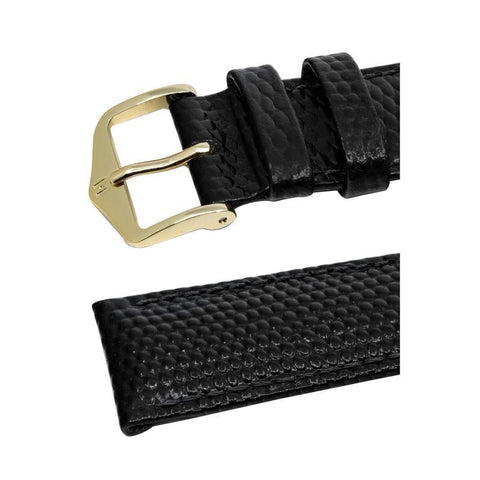 The Watch Boutique Hirsch RAINBOW Lizard Embossed Leather Watch Strap in BLACK