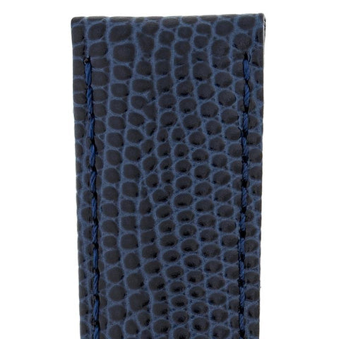 The Watch Boutique Hirsch RAINBOW Lizard Embossed Leather Watch Strap in BLUE