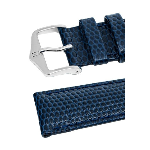 The Watch Boutique Hirsch RAINBOW Lizard Embossed Leather Watch Strap in BLUE