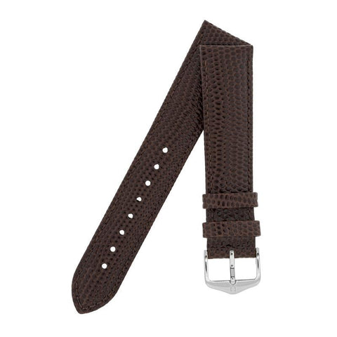 The Watch Boutique Hirsch RAINBOW Lizard Embossed Leather Watch Strap in BROWN