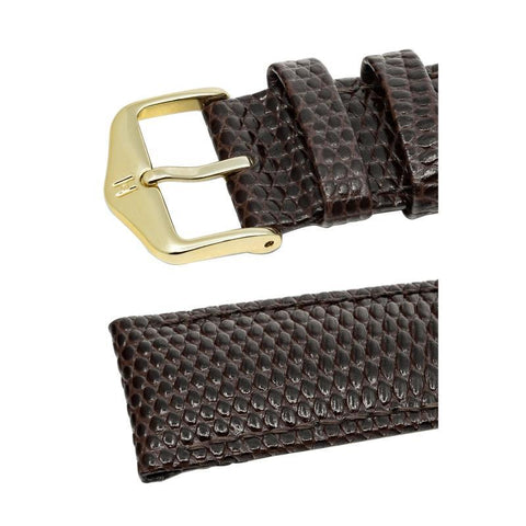 The Watch Boutique Hirsch RAINBOW Lizard Embossed Leather Watch Strap in BROWN