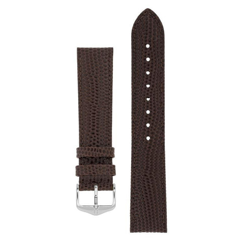 The Watch Boutique Hirsch RAINBOW Lizard Embossed Leather Watch Strap in BROWN