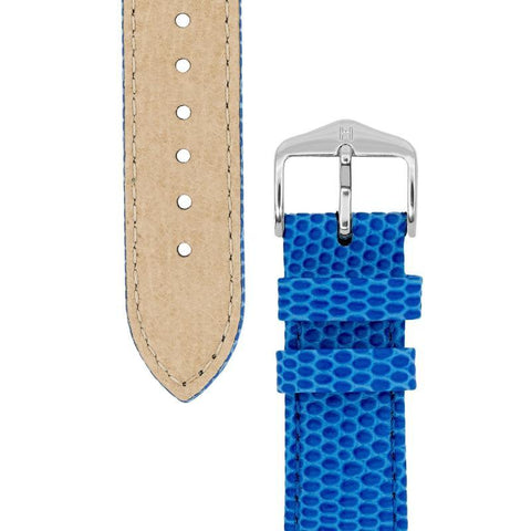 The Watch Boutique Hirsch RAINBOW Lizard Embossed Leather Watch Strap in ROYAL BLUE