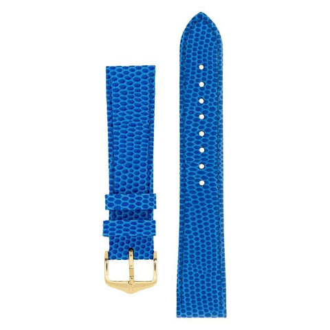 The Watch Boutique Hirsch RAINBOW Lizard Embossed Leather Watch Strap in ROYAL BLUE